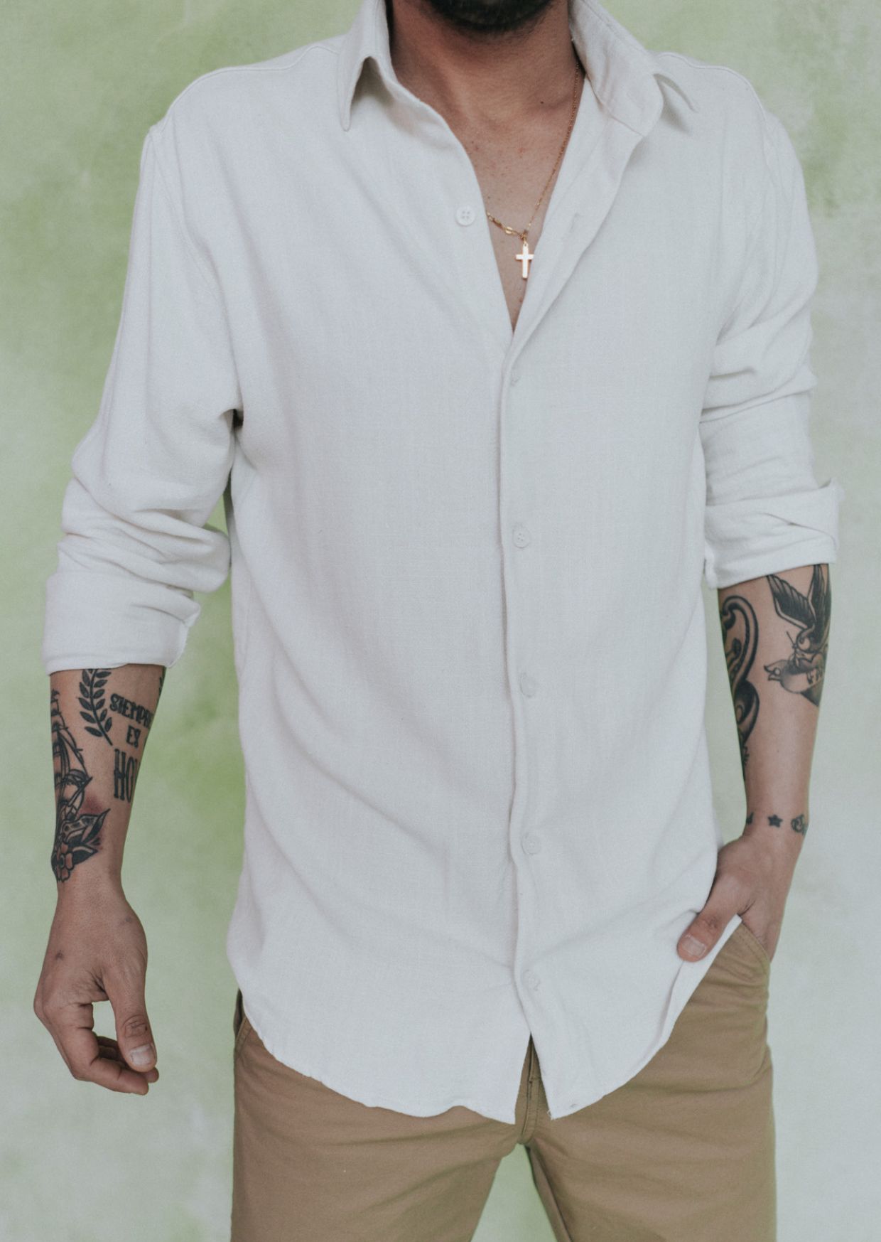 Camisa tony blanca 100% de lino